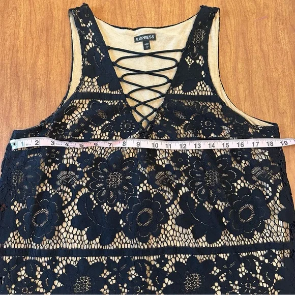 Express Black Lace Women's Tank Large Corset Whimsigoth Going out Sheer - Picture 5 of 6